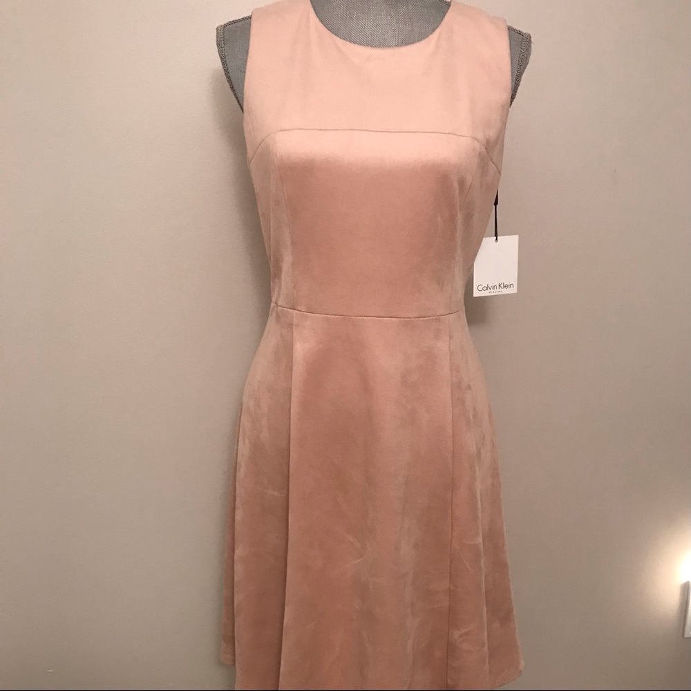 NWT Calvin Klein Sleeveless Faux Suede Dress